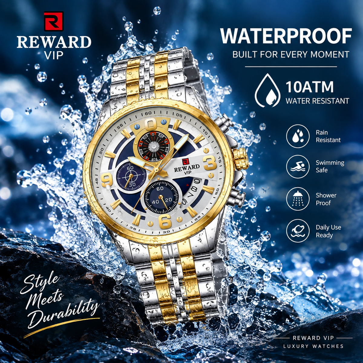 REWARD VIP RD81057M Luxury Original Men's Watch Antique Chronograph Waterproof |Best for VIP Persons