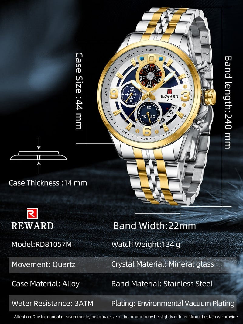 REWARD VIP RD81057M Luxury Original Men's Watch Antique Chronograph Waterproof |Best for VIP Persons
