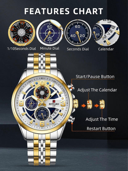 REWARD VIP RD81057M Luxury Original Men's Watch Antique Chronograph Waterproof |Best for VIP Persons